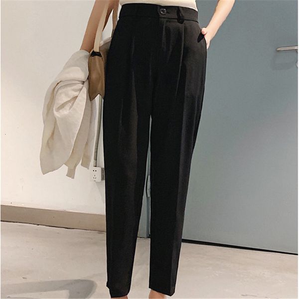 

capris short-tempered brief lady chiffon 2021 thin whole game straight they'll see high-waisted, cool-waisted harem pants, Black;white