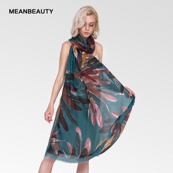 

scarves satin feather fan pattern ladies scarf, Blue;gray