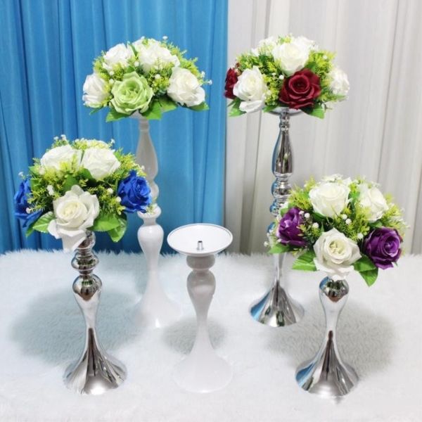 Decorazione della tavola di nozze di lusso Supporti per fiori a forma di sirena Candeliere Stazione T Colonne in metallo con piombo per vasi Puntelli a pendolo