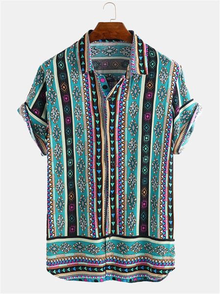 

men's casual shirts shirt ethnic geometric print beach casual stripe short sleeve s2e1 gw2e, White;black