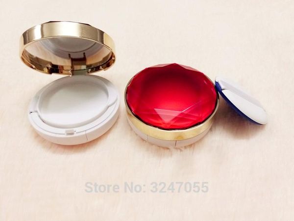 

2sets/lot 10sets/lot plastic round cosmetic bb/cc cream container, high class diy red diamond empty air cushion box, makeup tool storage bot