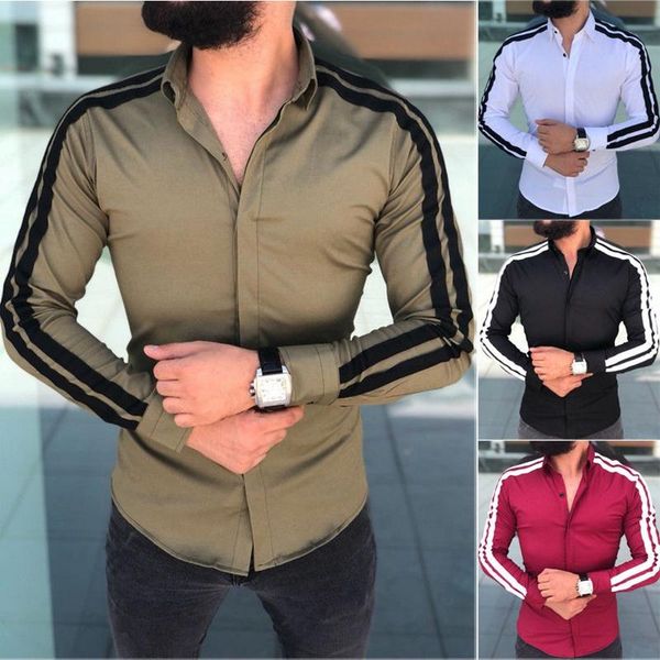 

men's casual shirts striped clothing shirt summer 2021 formal business dress long sleeve slim fit man social cardigan, White;black