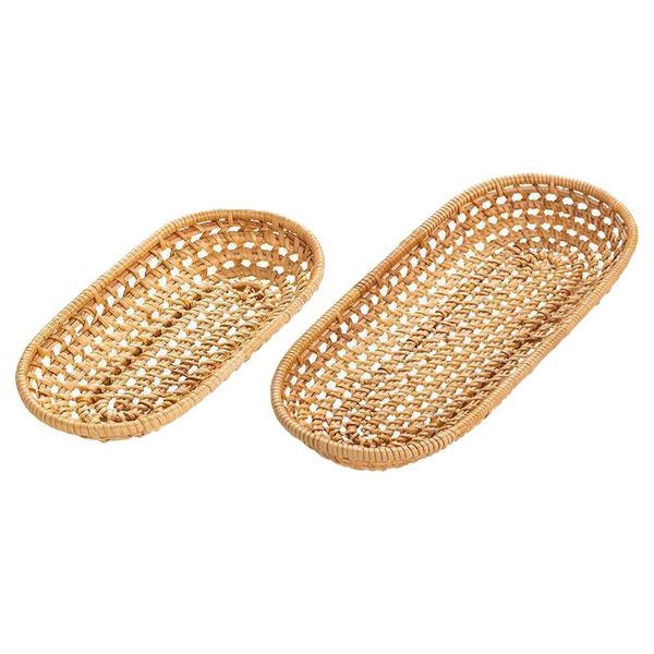 

storage baskets rattan bread tray dinner coffee breakfast serving for dining room kitchen