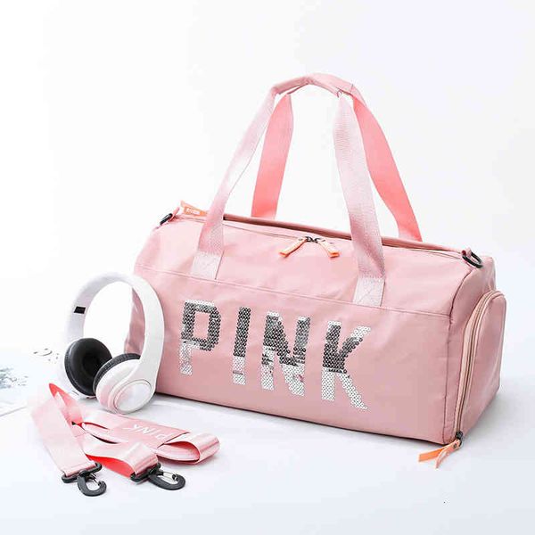 

shoes portable sports yoga fitness bag short distance one shoulder travel anti splash pink women's, Blue;pink