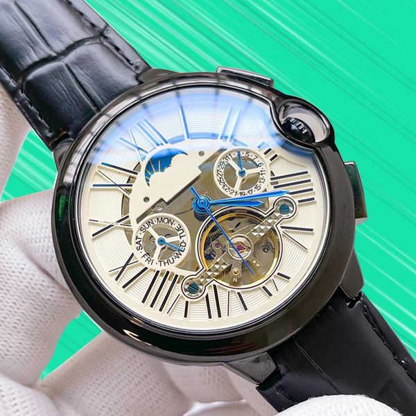 

wristwatches pagani design men's watch tourbillon sun moon stars mechanical automatic wristwatch datejust luxury sapphire relogio mascu, Slivery;brown