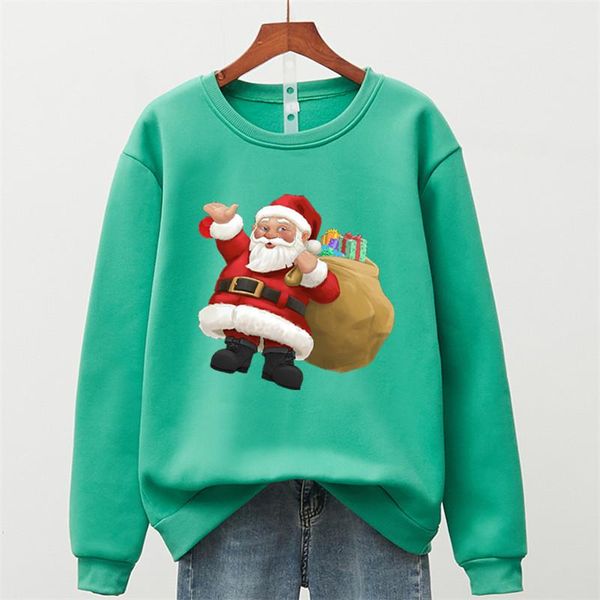 

women's hoodies & sweatshirts santa claus sweatshirt women casual loose hoodie harajuku streetwear pullover red korean long sleeved cr, Black