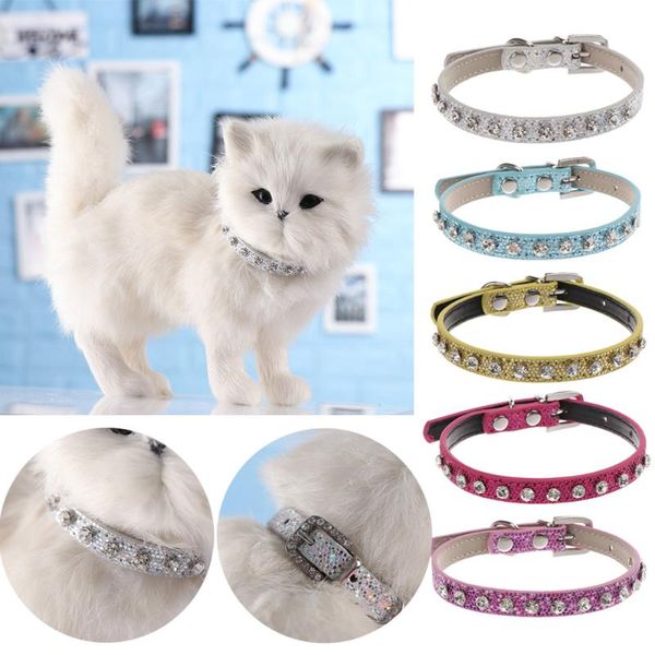 

cat collars & leads 1 pc crystal diamond rhinestone collar personalized soft bling puppy small pet strap buckle neck chain