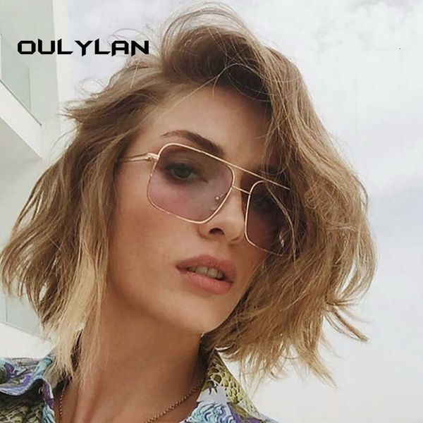 

sun glasses oulylan retro square glasses women men vintage gradient shades female male luxury brand design eyewear, White;black