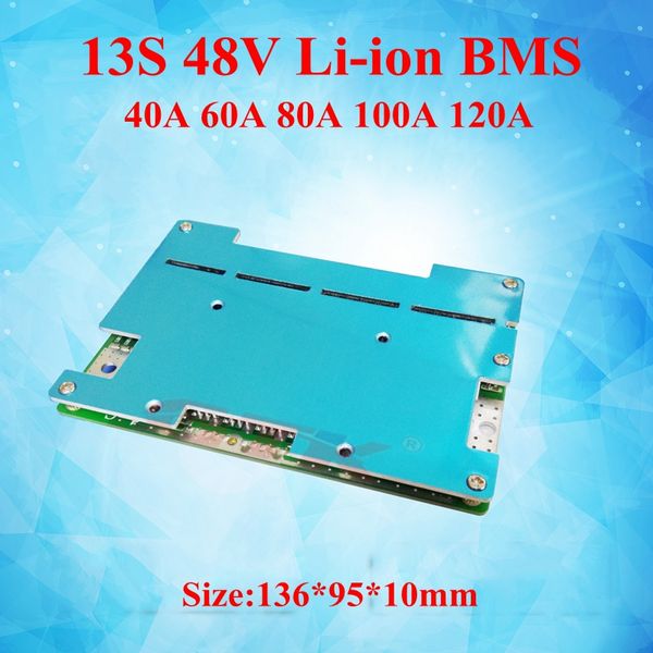 GTK 13S 48V 40A 60A 80A 100A 120A íon de lítio BMS com função equilibrada 13s Li Ion Protection Board para bateria de lítio de 48V