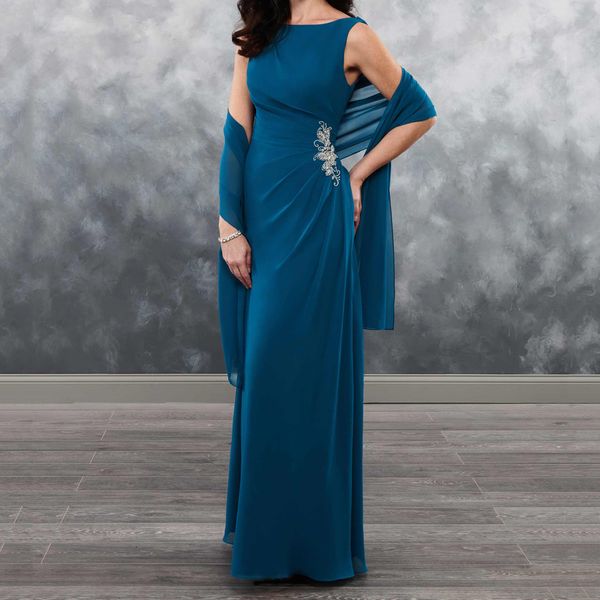 

hunter chiffon mother of the bride dress with wrap high waist applique open back side zipper floor length, Black;red