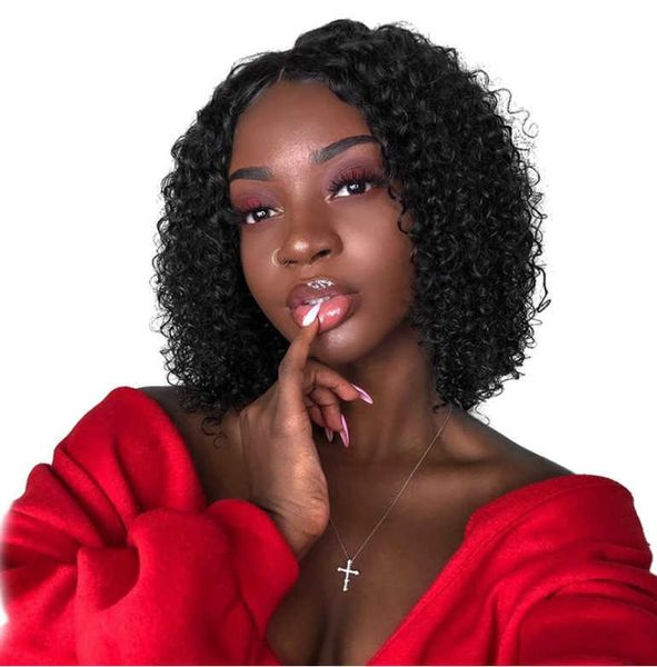 

small female short curly black split rose net chemical fiber headgear wig