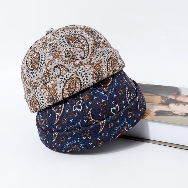 

autumn paisley flower pattern skullcaps retro the landlord cap winter warm mens women bob gorras hip hop beanies hats