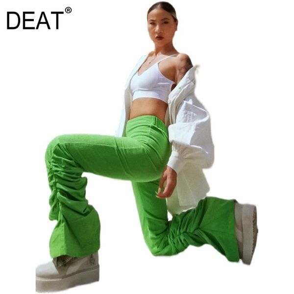 

summer women clothes high waist full length pleated drawstring street female pants trousers wp89706 210421, Black;white