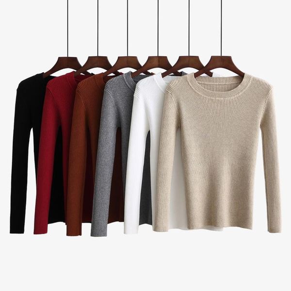 

women's sweaters sweater 2021 spring low round neck pullover, White;black