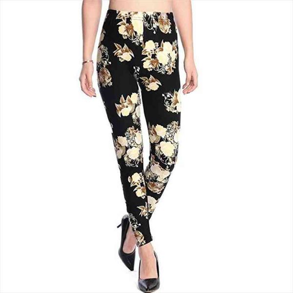 

print flower leggings leggins push up legins guitar plaid thin nine gym pants fashion women clothing aptitud trousers, Black