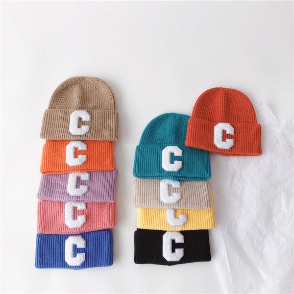 

caps & hats soft warm baby beanies knitted for toddlers children letter m pattern hat kids boys girls autumn winter, Yellow