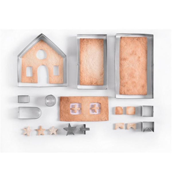 

baking & pastry tools 10pcs 3d stainless steel biscuit mold christmas gingerbread house diy set cake decorating