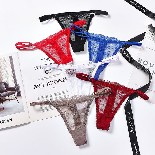 

transparent women' triangle low waist lace t pants, Red;black