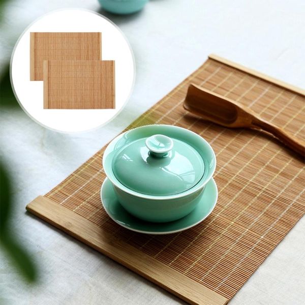 

2pcs chic tea table mat bamboo wood anti-slip placemats insulation bath mats