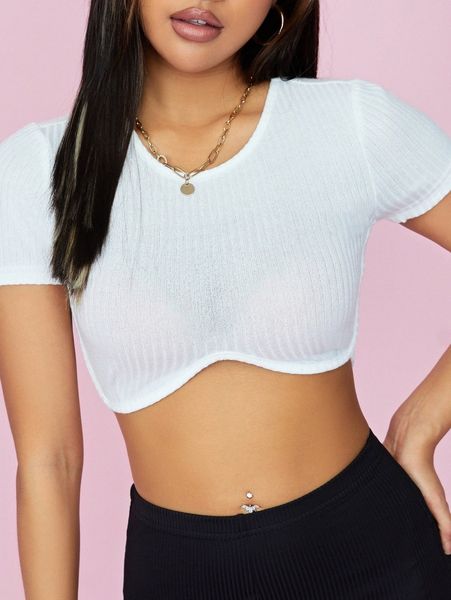 

solid tie back crop x4jj#, White