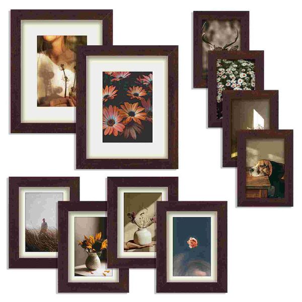 

frames homemaxs 10pcs vintage picture mdf po frame holder family class wall gallery kit with hanging hook 4" x 6"/5" 7"/