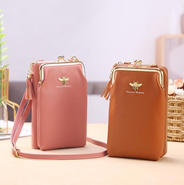 

designer business wallet mobile phone bag luxury women's simple handbag fashion good quality pu leather 2021 ladies clutch large capaci, Red;black