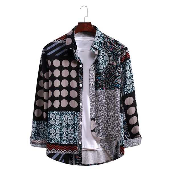 

fashion printed business social dress shirt mens camisas para hombre long sleeve casual for men men's shirts, White;black