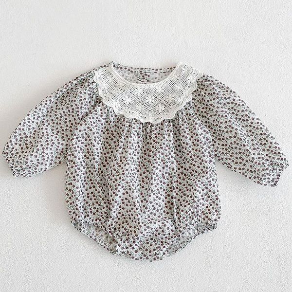

rompers korean style spring autumn baby girls clothes toddler girl floral printing romper born cotton jumpsuit, Blue