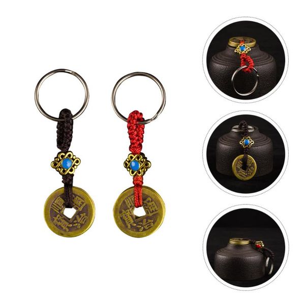 

gift wrap 2pcs fortune chinese feng shui antique coins keychain money coin pedants decor