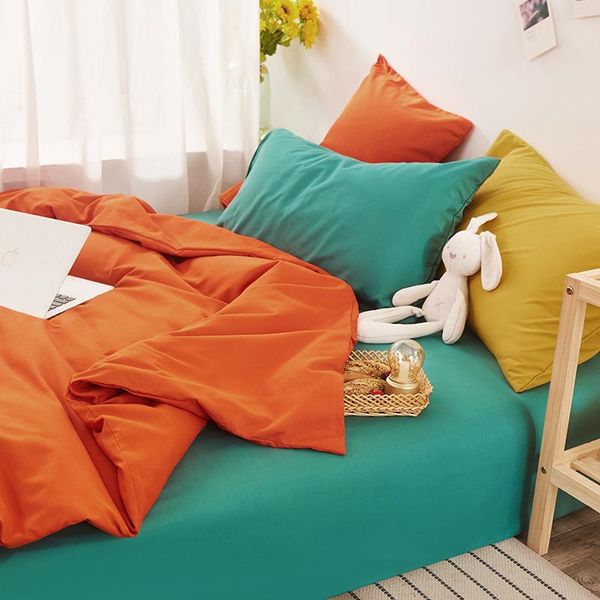 

bedding sets solid color washing cotton wool grinder package 4-piece korean mixed simple sheet set bed home