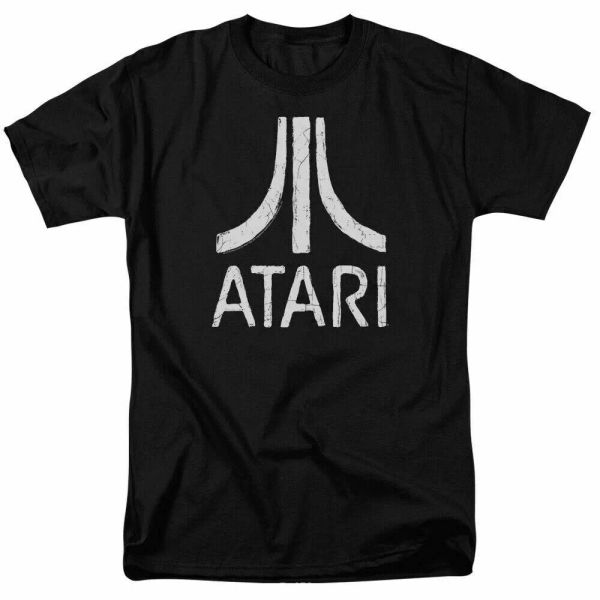 

Atari Rough Logo T Shirt Mens Licensed Classic Video Game Tee Black, White;black