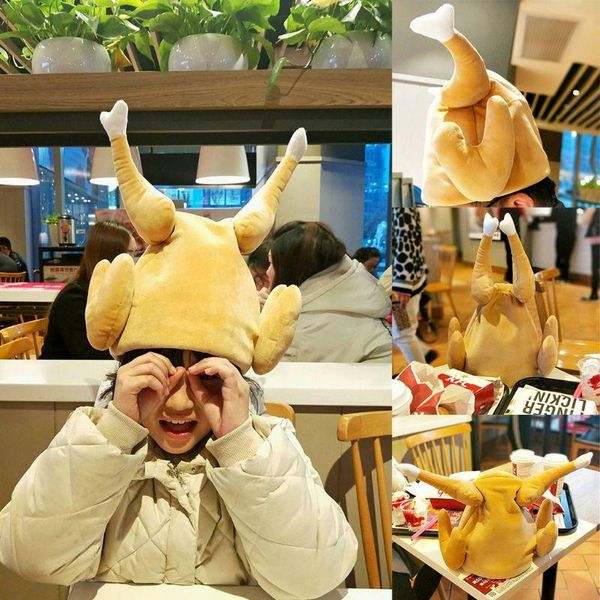 

party masks creative funny adults roasted turkey hat plush velvet thanksgiving halloween cap for festival holiday cosplay costume