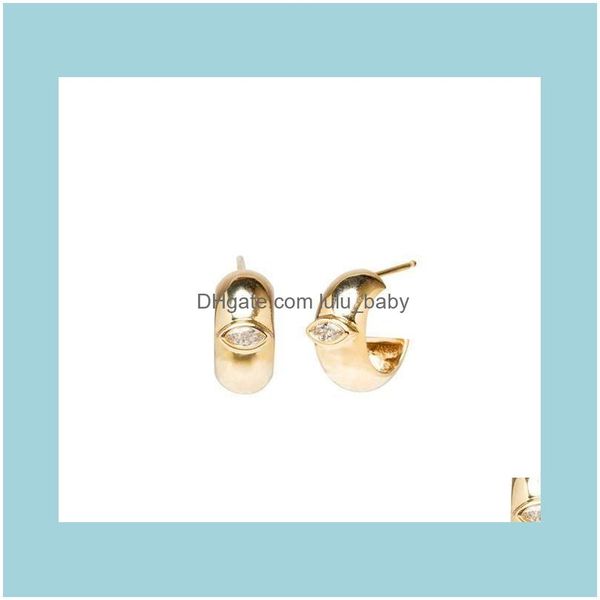 

earrings jewelryinner 10mm chunky thick hoop earring gold color colorful marquise eye cz paved classic trendy women girl & hie drop delivery, Golden;silver