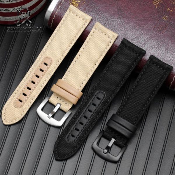 

watch bands kaidini brand nato strap canvas nylon watchbands black khaki high qualiyt waterproof breathable 22mm, Black;brown