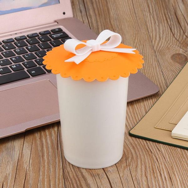 

kitchen storage & organization cute bow onion lace water drinking cup lid reusable silicone anti-dust bowl cover thermal insulation seal fre