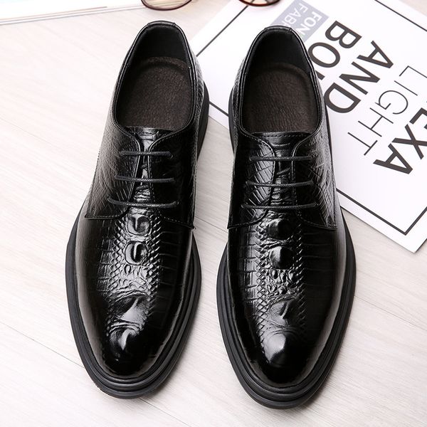 

men's leather shoes busins drs fashion single, Black