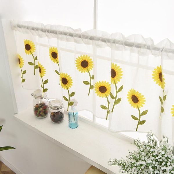 

simple vertical window curtain thin daisy embroidery office hanging living room bedroom pastoral style balcony el home decor & drapes