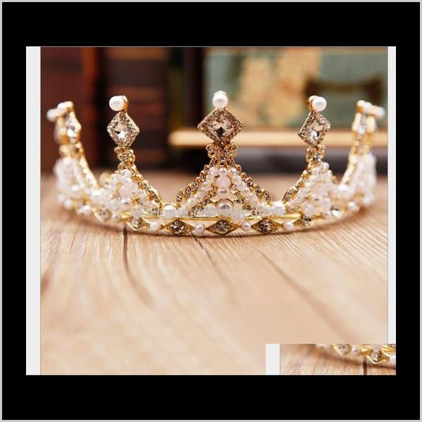 

wedding hair jewelry drop delivery 2021 headdress princess crown girl diamond hoop birthday gift show dresses high-end performing aessories, Slivery;golden