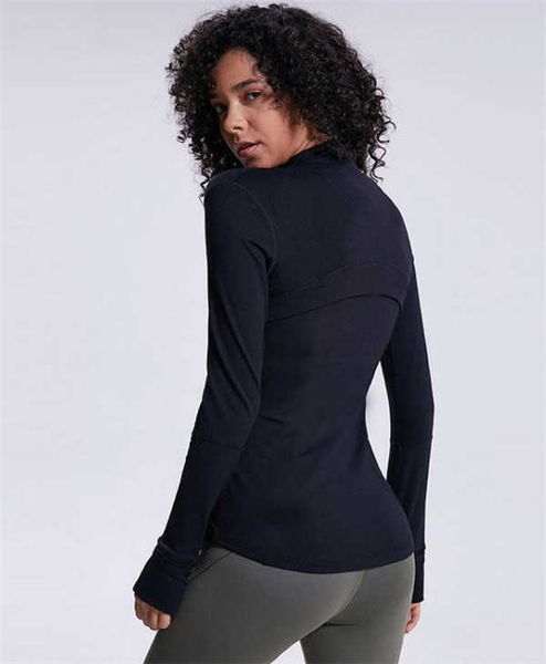 

new zipper jacket quick-drying outfit yoga clothes long-sleeve thumb hole training running women piglulu slim, Gray