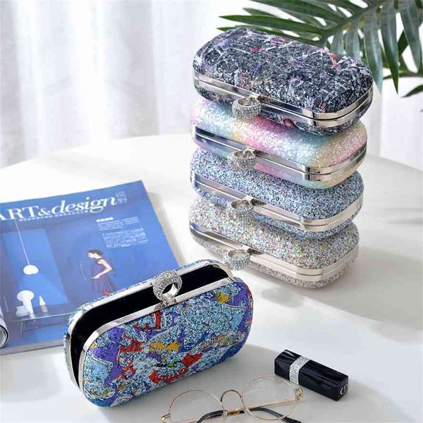

new style small fresh glitter powder ring drill banquet dress cheongsam slant span bag