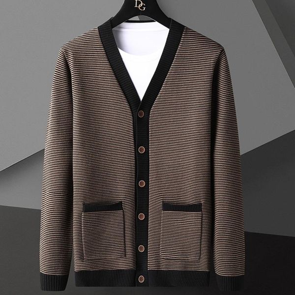 

men's sweaters 2021 british knitted jacket men cardigan v-neck long sleeve slim fit streetwear autumn casual knit sweater clothing, White;black