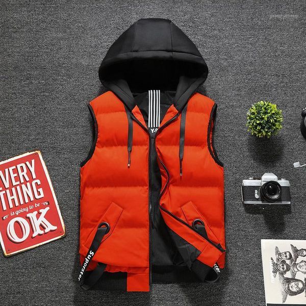 

men's down & parkas jacket sleeveless vest 2021 winter fashion casual slim coats cotton-padded waistcoat big size m-4xl, Black