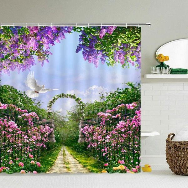 

shower curtains washable curtain natural scenery 3d waterproof fabric bathroom decor large 240x180 printed