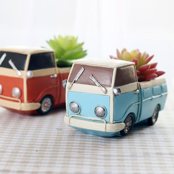 

planters & pots creative resin flower pot succulents hydroponic container retro truck whimsical deskdecoration