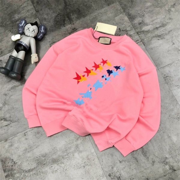 

sweater]22 spring new fashion men and women couples colorful printed letters age reduction casual round neck sweater, Black