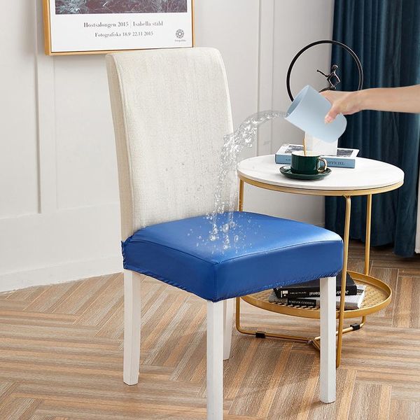 

chair covers pu leather dining seat cover waterproof stretch solid color elastic case stool for banquet el