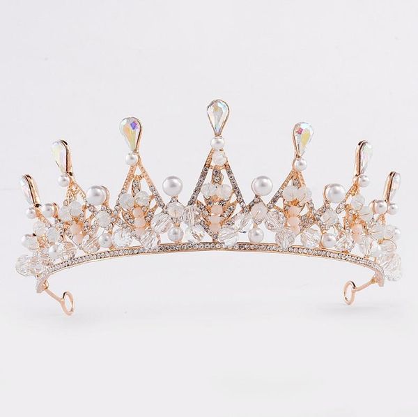 

hair clips & barrettes crystal bridal pearl tiaras crown for women rhinestone prom pageant diadem ornaments wedding jewelry accessories, Golden;silver