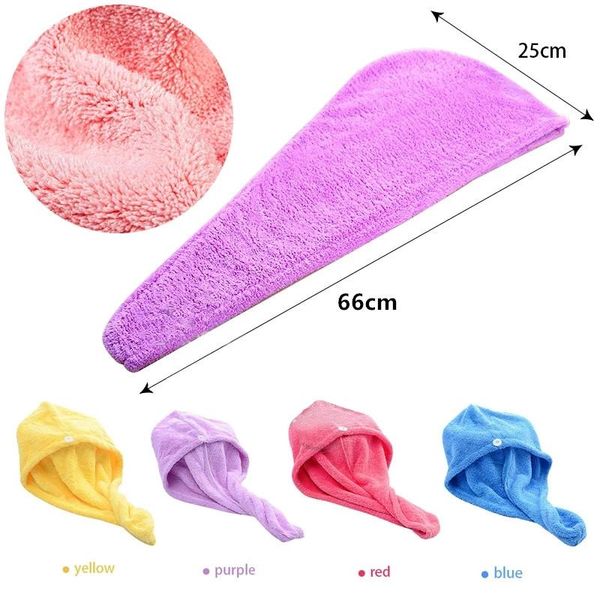 

towel girl's hair drying hat quick-dry cap bath microfiber solid super absorption turban dry
