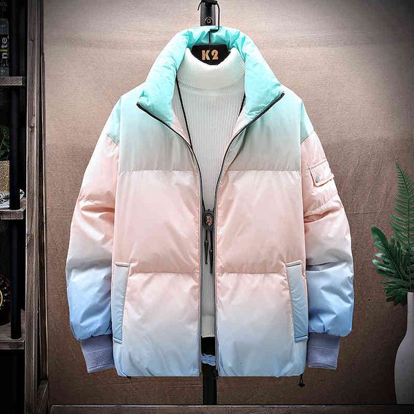 

men's down & parkas novo gradiente para baixo algodÃ£o-acolchoado jaqueta inverno solto marca de moda casais engrossado bonito casacos c, Black