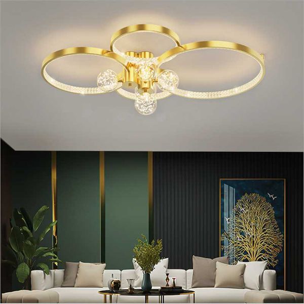

ceiling lights all copper living room lamp led light luxury simple modern hall nordic creative ring starry